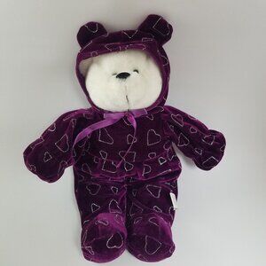 Sugar Loaf Teddy Bear 14" Plush Stuffed Animal Valentine's Purple Silver Hearts